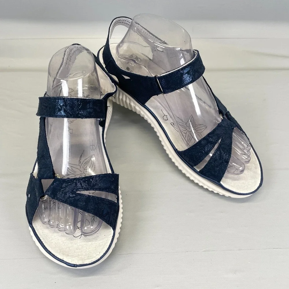 Spring Step Hermosa Sandals Womens Size 41 US 9.5 Navy Blue Leather Strappy Shoe